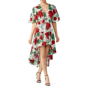 Alexis Idella Dress White Floral Print Short Sleeve Size Medium